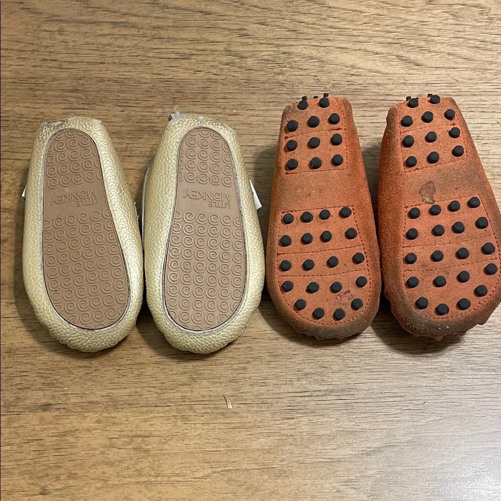 Gold Tassel & Orange Suede Kids Moccasin Twin Pack